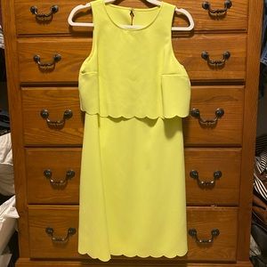 LOFT Yellow Scalloped Knee Length Dress- size 6